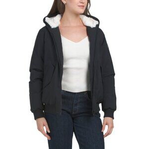 SAVE THE DUCK Black Hooded Coat Faux Fur Lined Hood
